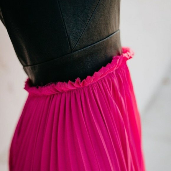 NWOT Vici L Pink Leather and Chiffon Maxi Dress - Picture 3 of 7